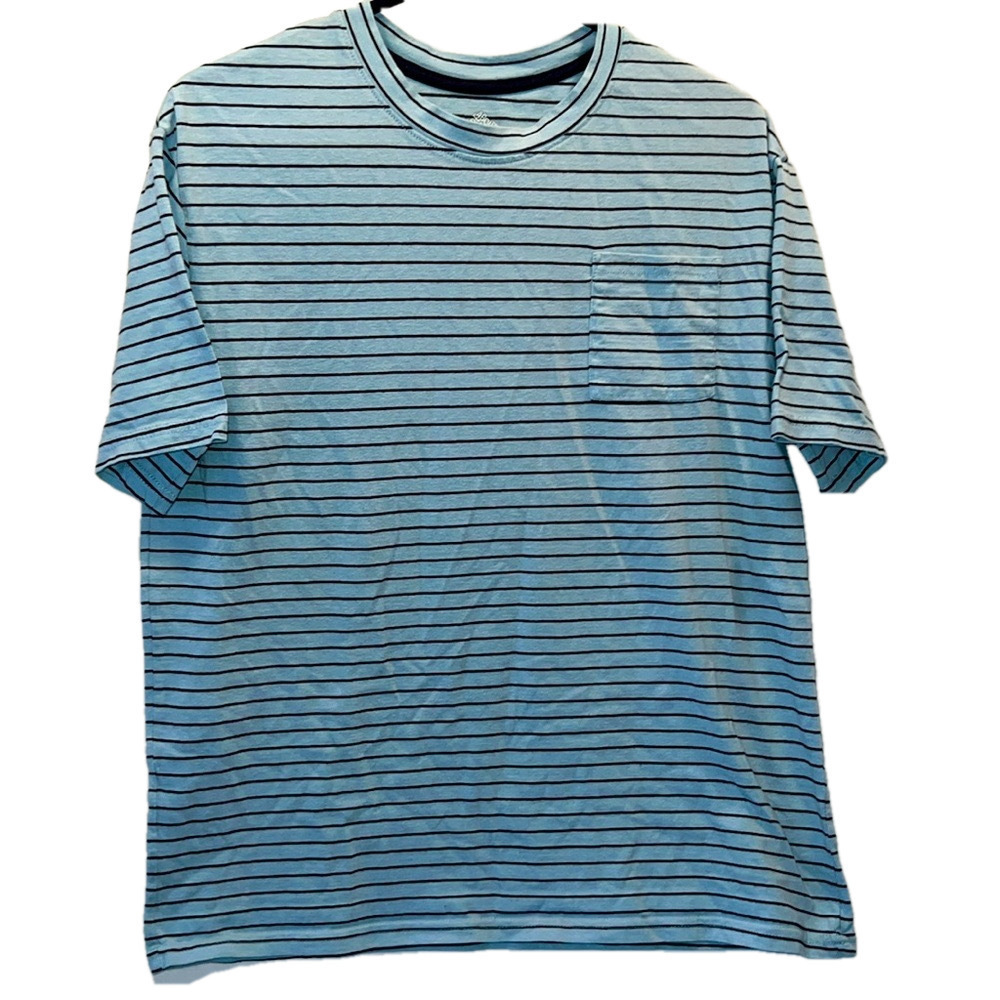 THEREABOUTS Tee Shirt, SZ 18-20H, PTP 24”, Length 26”, Light Blue w/Navy Stripes
